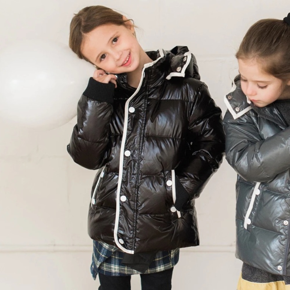 Vierra Rose Puffer Black w/ white trim Jacket 4T